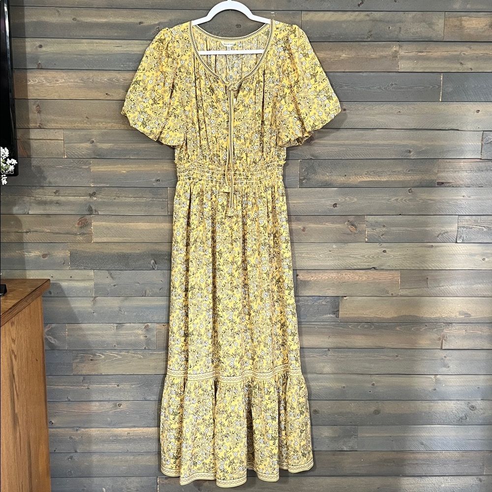 New Max Studio Yellow Floral Maxi Dress Size Medium